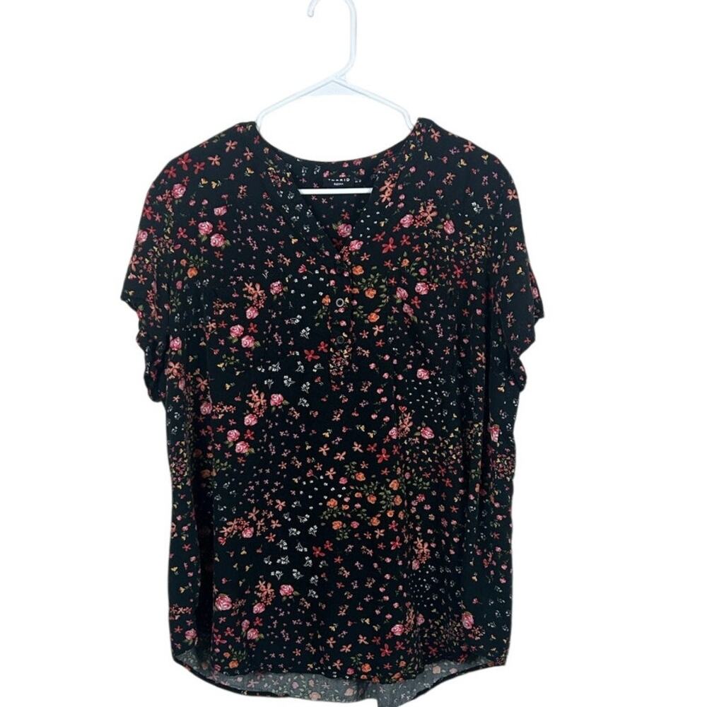 Torrid Black Floral Blouse size 2